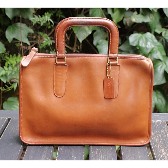 Coach Vintage 1970s NYC Slim Satchel Bag Cashin Era British Tan - EUC
